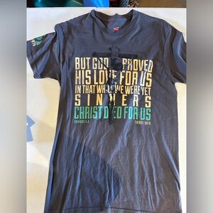 Hanes Gray Graphic Tee with Yellow and Green Print